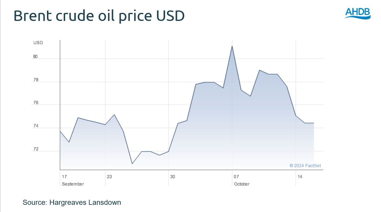 Graph showing rise and subsequent correction in crude oil prices